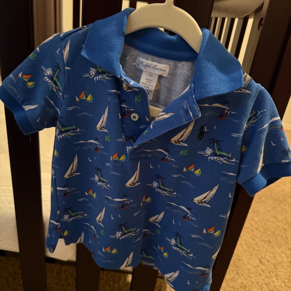 Ralph Lauren Blue Sailboat Print Polo